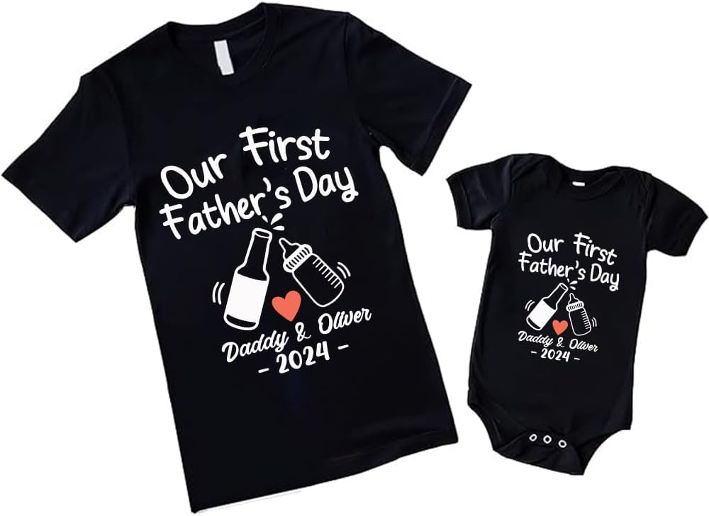 Personalized First Fathers Day Shirt, dad and Baby Matching Outfits, dad and Son Matching Shirts, Fathers Day Shirt