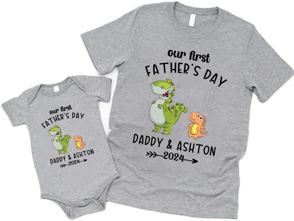 Personalized First Fathers Day Shirt, dad and Baby Matching Outfits, dad and Son Matching Shirts, Fathers Day Shirt