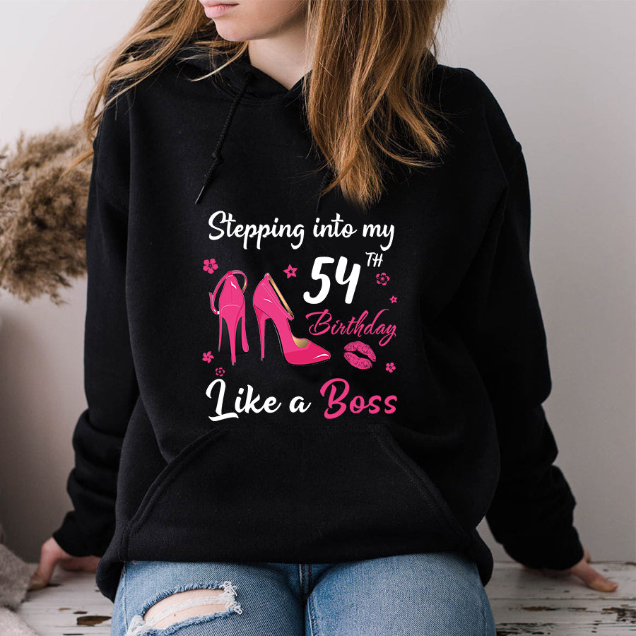 Stepping into my 54th Birthday Like a Boss, 54th birthday unique gifts for woman, 54th birthday ideas, Turning 54 years old cotton shirt
