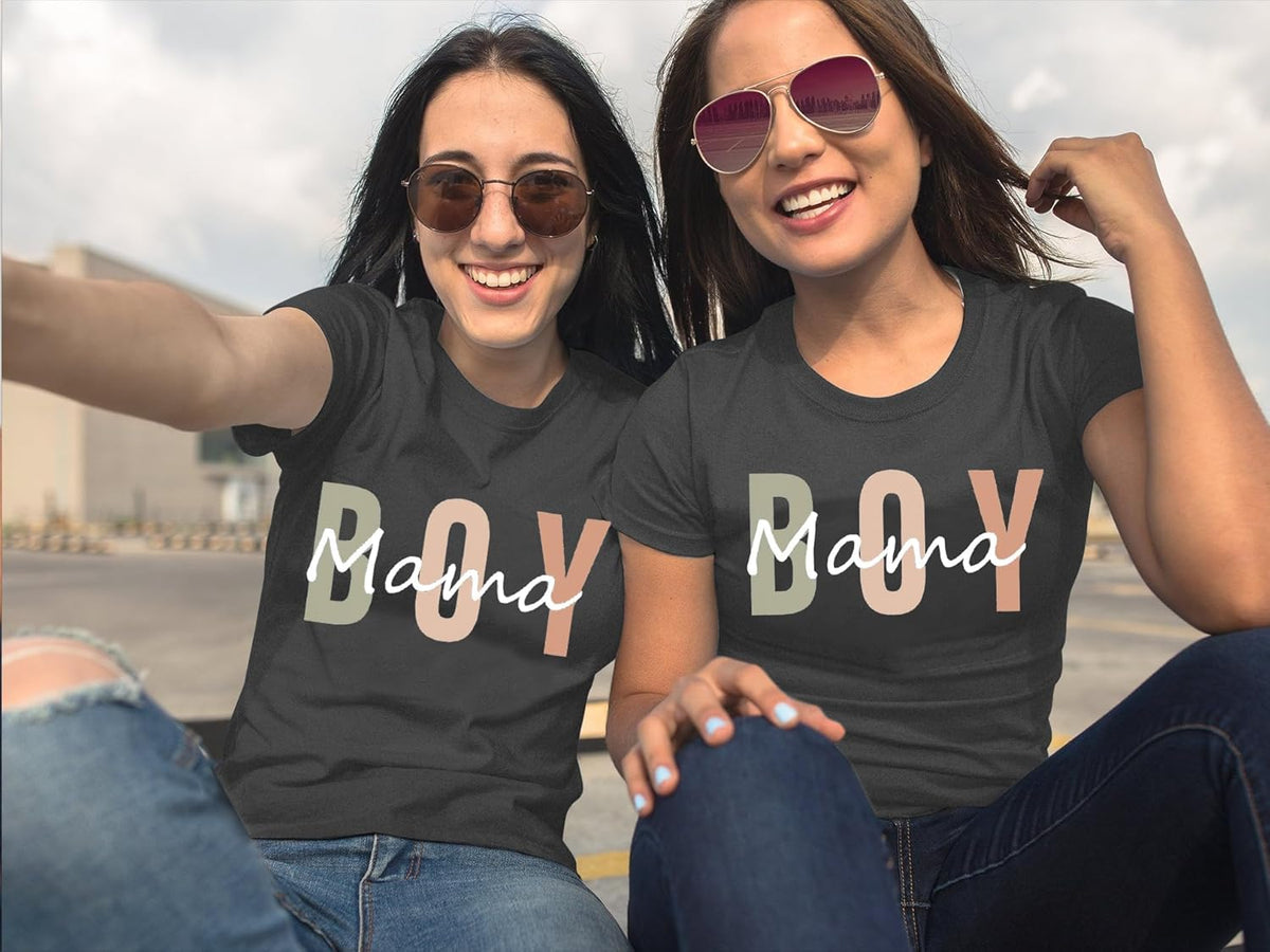 Funny Boy Mama Shirt for Women - Mom Letter Print Tshirt Boy Mom Short Sleeve Shirt Mothers Day Tee Top
