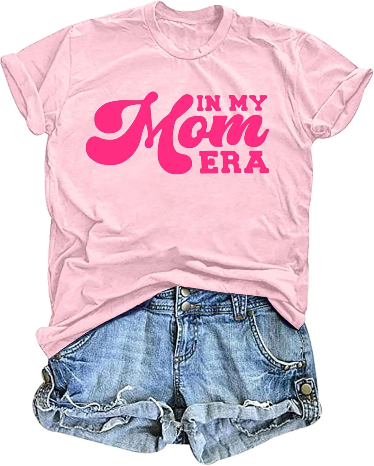 in My Mom Era Shirt Women: Mama T Shirt Mom Life Tops Funny Letter Print Casual Tees