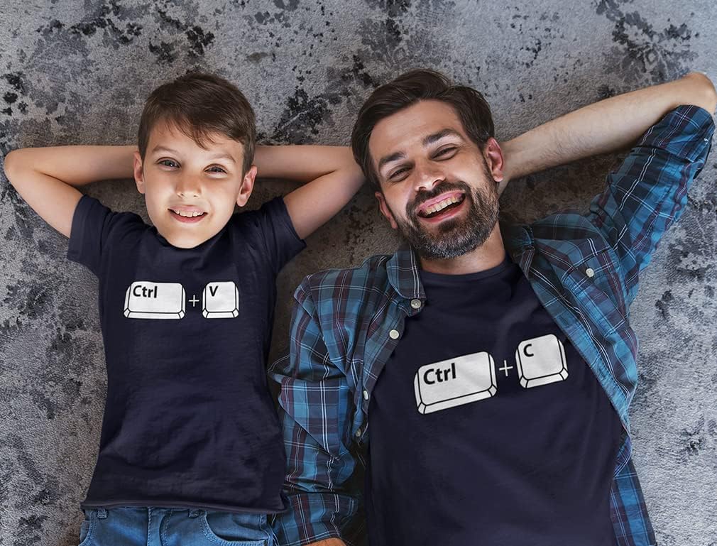 Tstars Copy Paste Dad and Son Daughter Matching Shirts Ctrl C Ctrl V Gift for Dads Fathers Day Daddy and Me Outfits