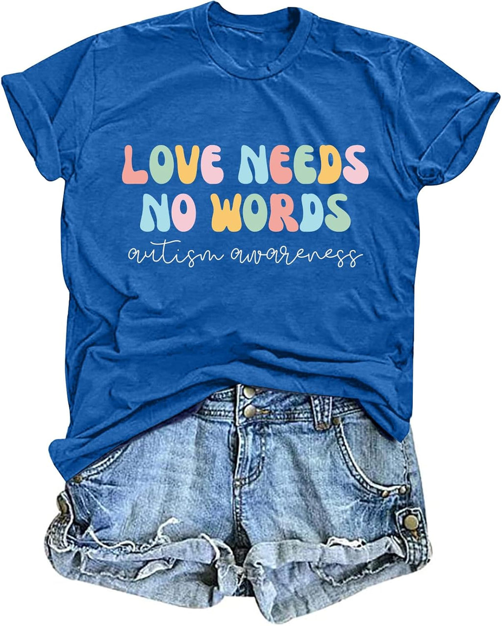 hohololo Autism Awareness Shirt Womens Autism T-Shirt Teacher Puzzle Heart Graphic Tee Autism Acceptance Tops