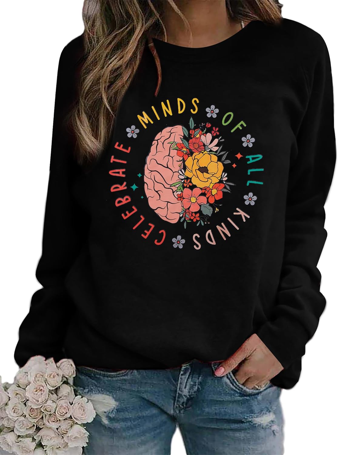 MNLYBABY Women Autism Awareness Sweatshirt Autistic Support Lightweight Shirt Special Education Teacher Autism Mom Tops