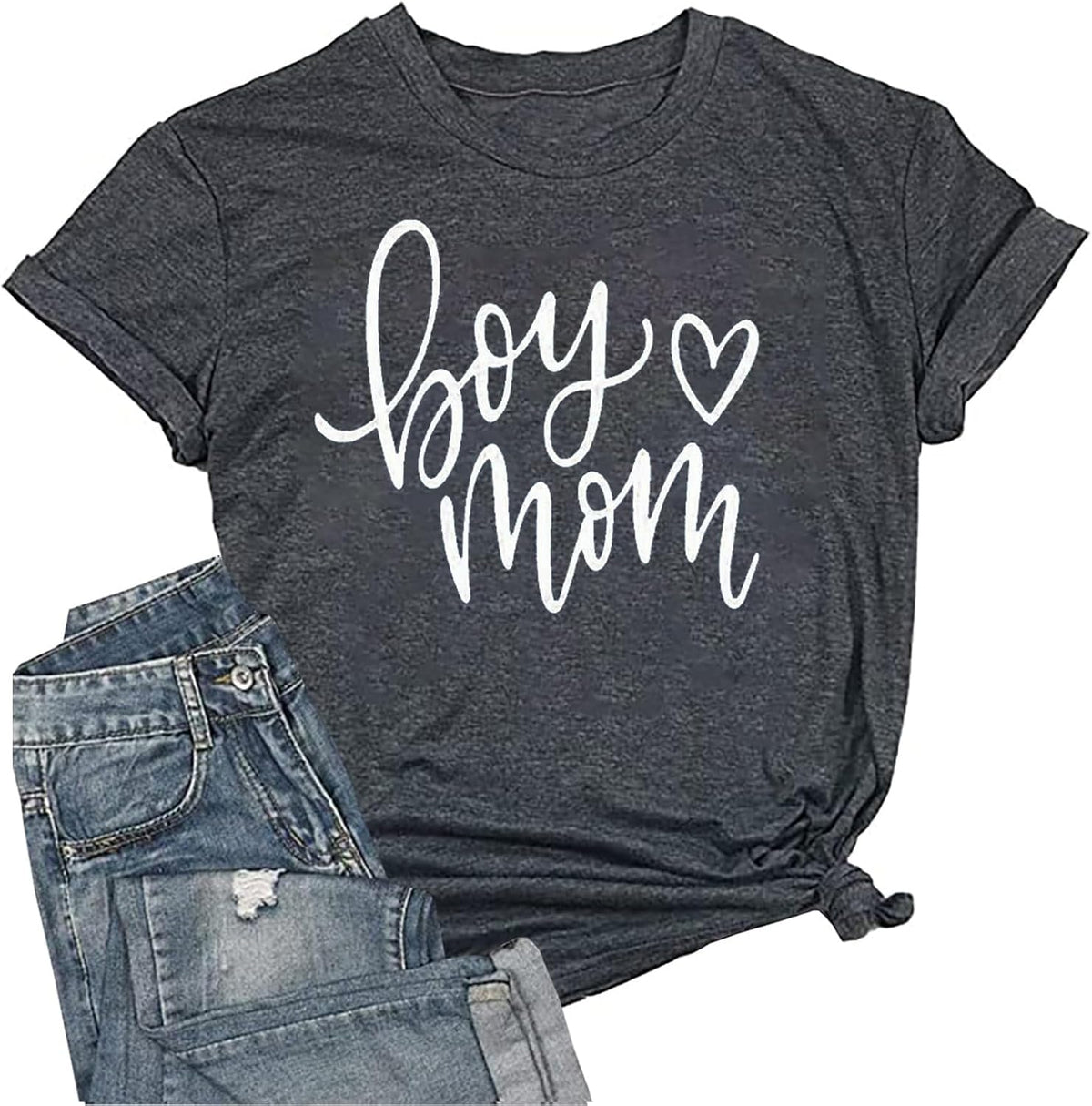 Funny Boy Mama Shirt for Women - Mom Letter Print Tshirt Boy Mom Short Sleeve Shirt Mothers Day Tee Top