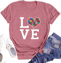 hohololo Autism Awareness Shirt Womens Autism T-Shirt Teacher Puzzle Heart Graphic Tee Autism Acceptance Tops