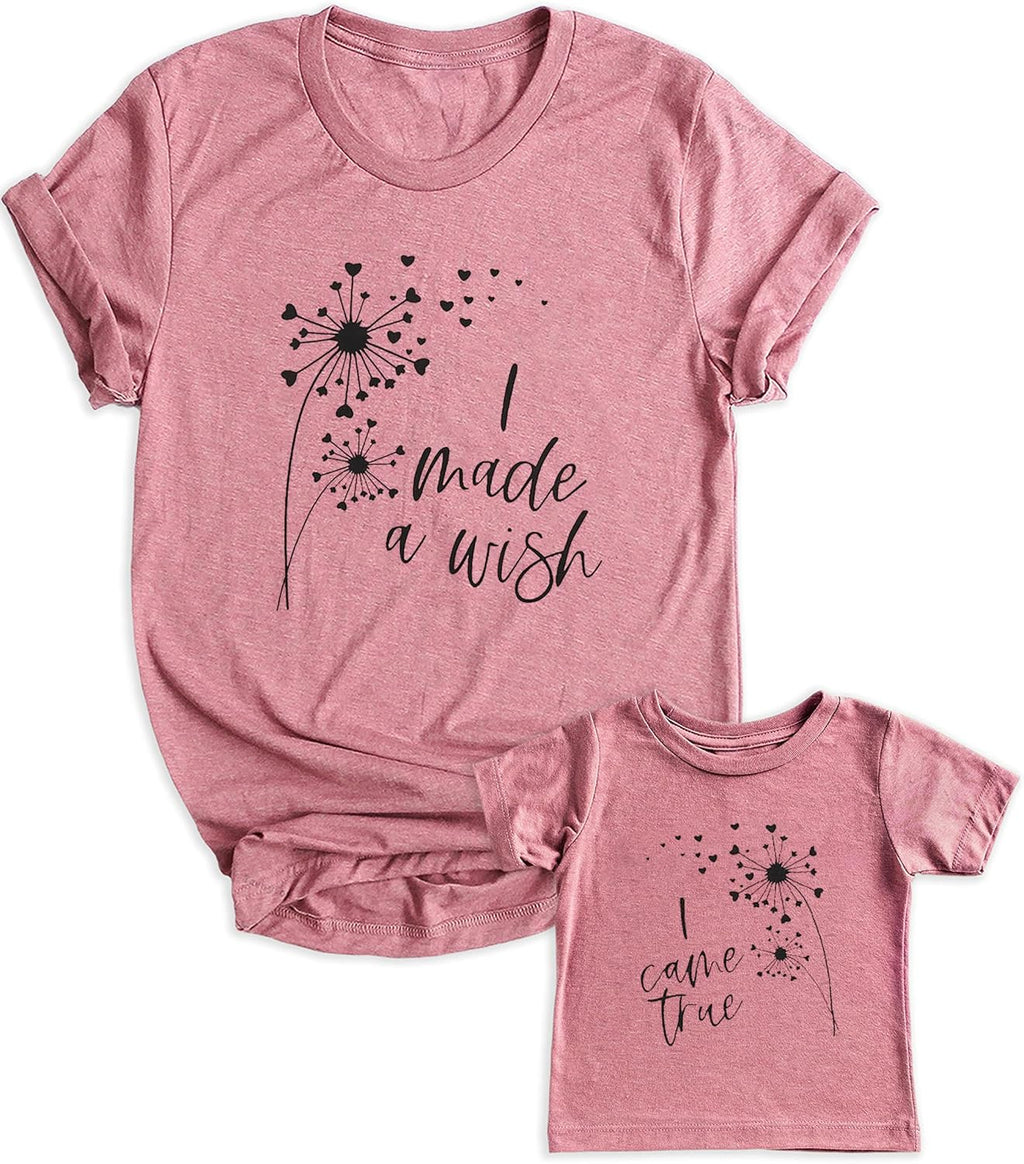 Mom and Daughter Matching Outfits I Made a Wish Mommy and Me Shirts Mom and Baby Matching Shirt
