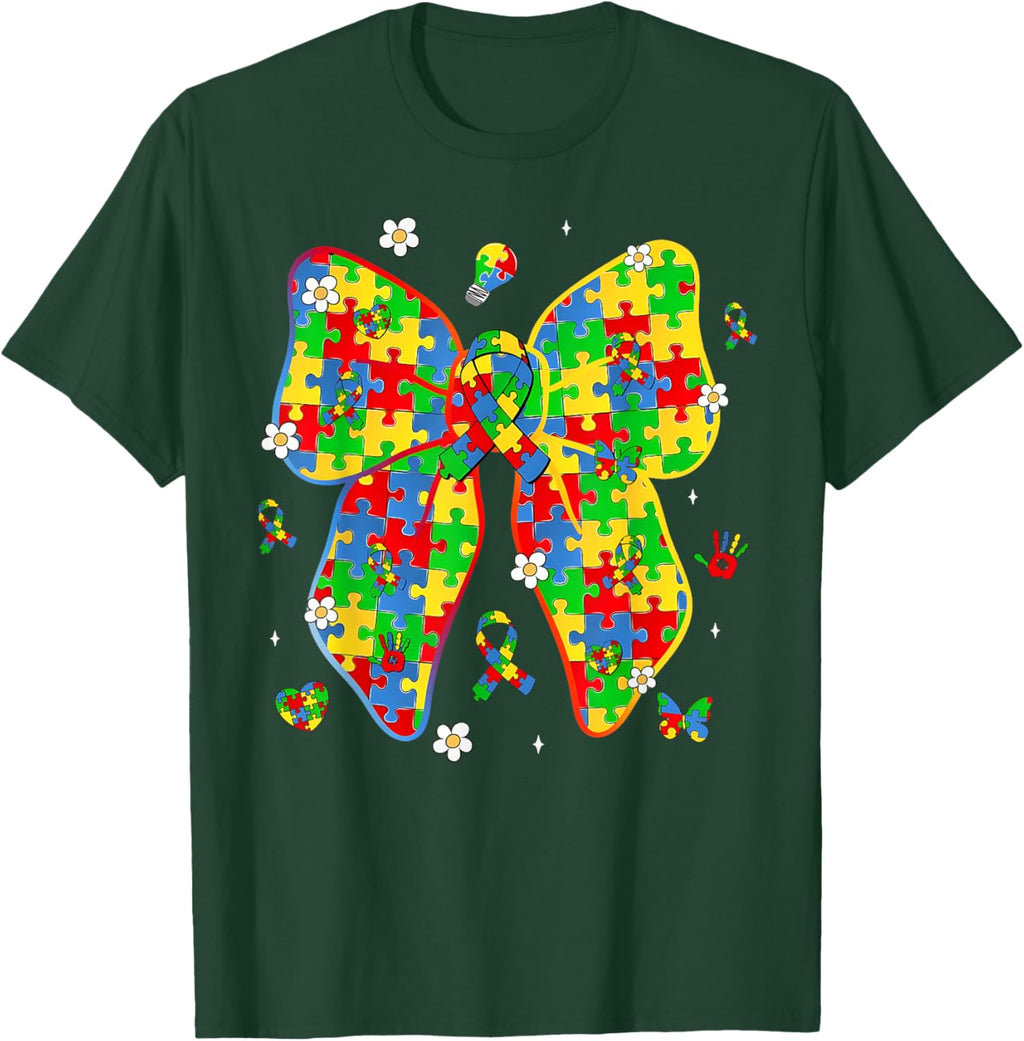Autism Awareness Coquette Bow Puzzle Bow Women Kids Girl Boy