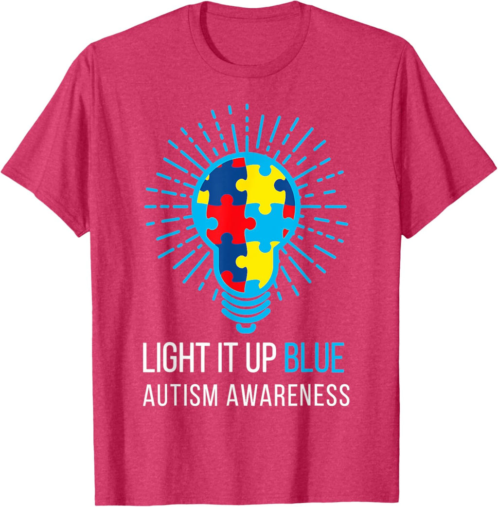 Light It Up Blue Autism Awareness Ribbon Puzzle Pieces