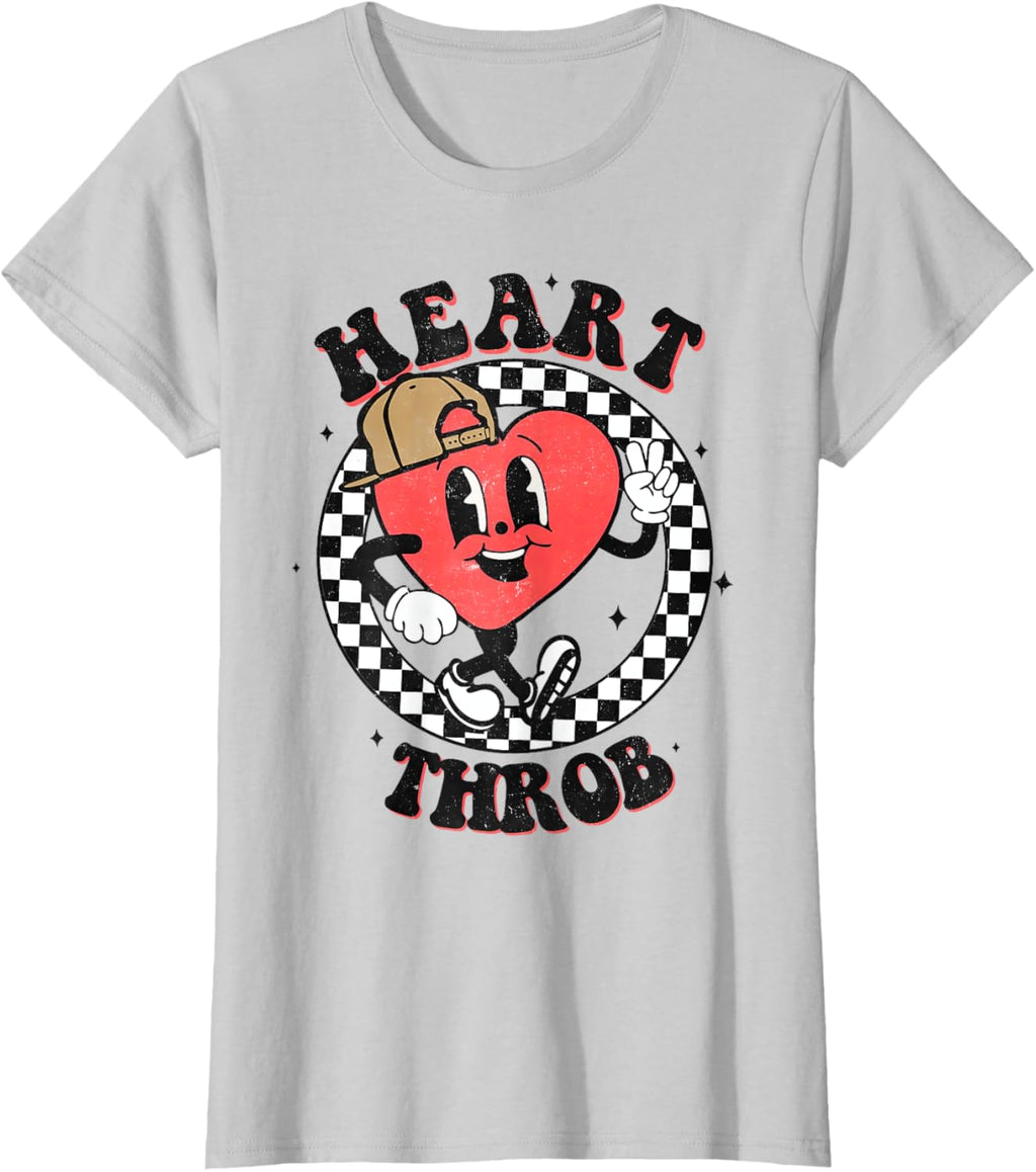 Retro Heart Throb Checkered Kid Preschool Boy Valentines Day