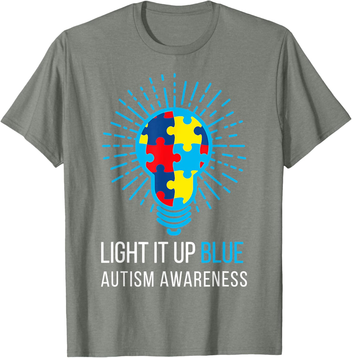Light It Up Blue Autism Awareness Ribbon Puzzle Pieces