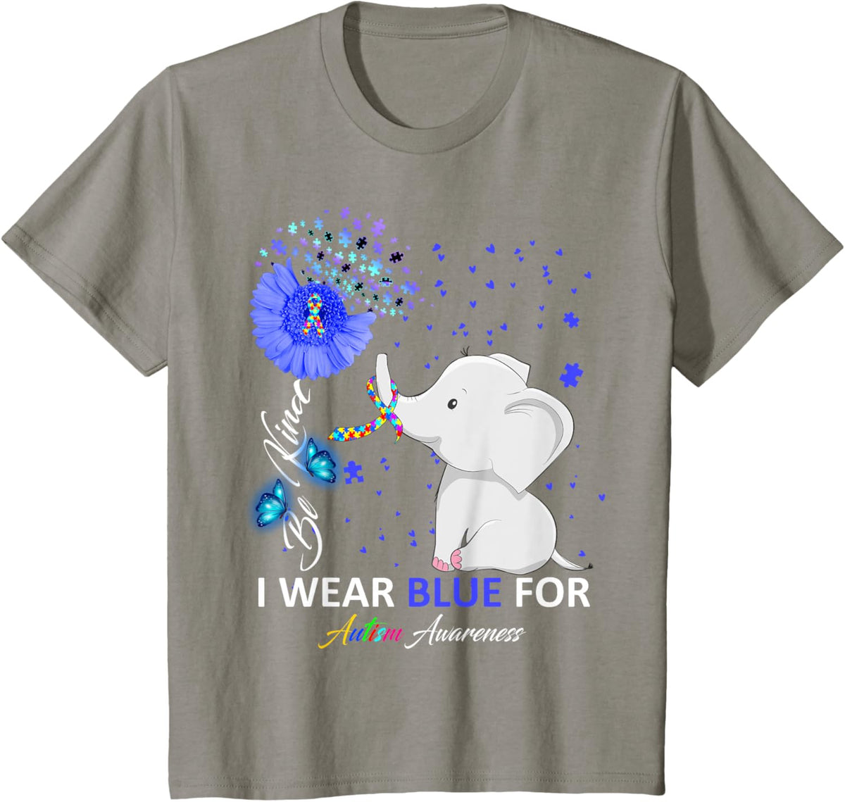 I Wear Blue Autism Awareness - Elephant Autism Awareness