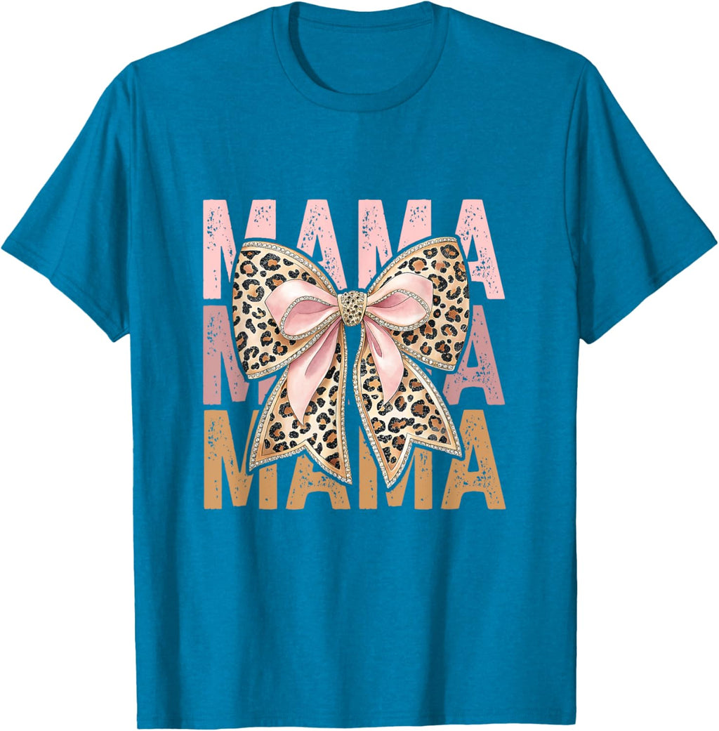 Retro Leopard Mama,Cute Mom Retro Coquette Bow Mother's Day