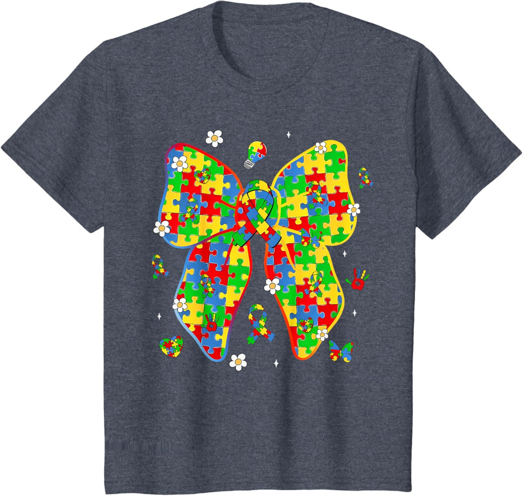 Autism Awareness Coquette Bow Puzzle Bow Women Kids Girl Boy