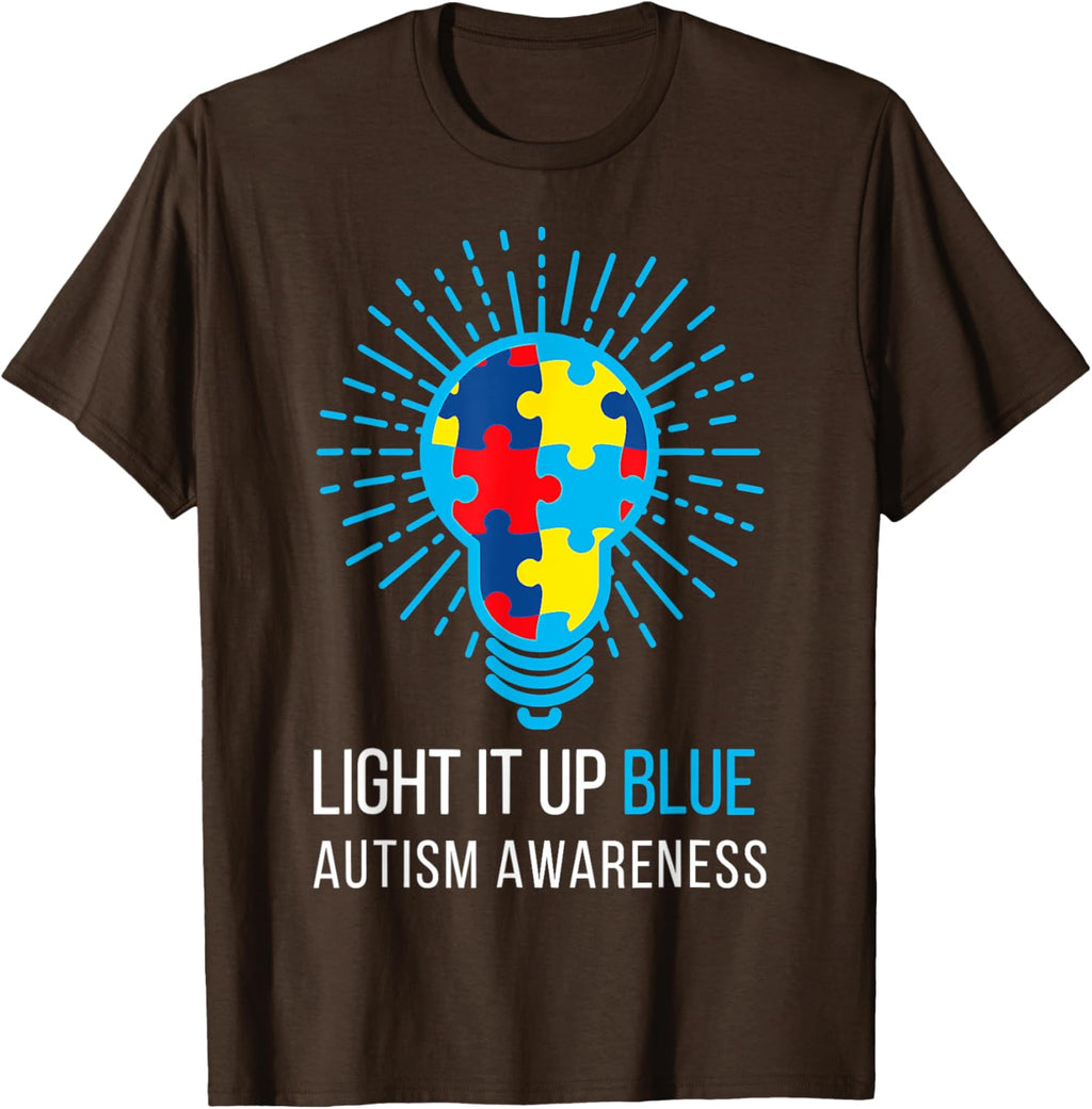 Light It Up Blue Autism Awareness Ribbon Puzzle Pieces