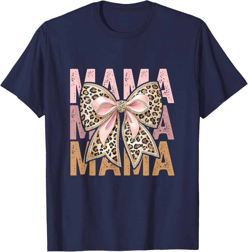 Retro Leopard Mama,Cute Mom Retro Coquette Bow Mother's Day