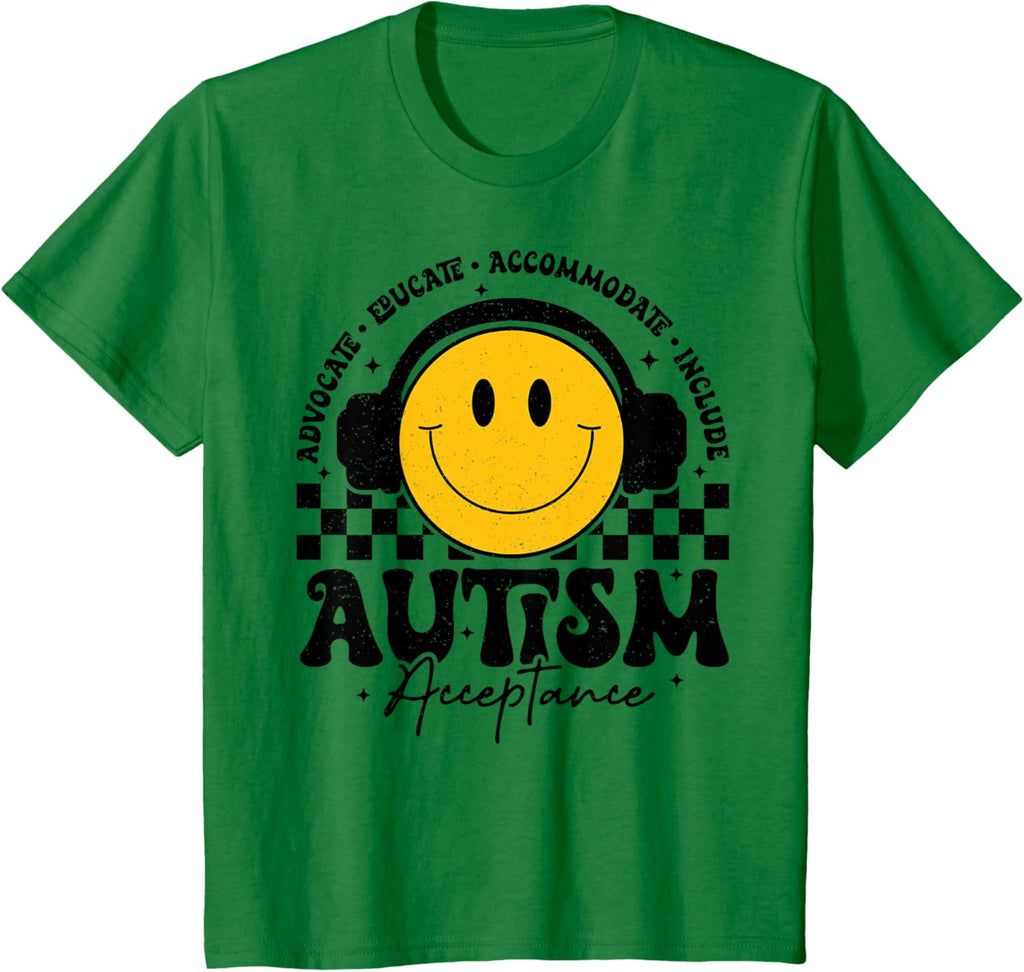 Kids Autism Awareness Acceptance Smile Face Autistic Teacher Kids