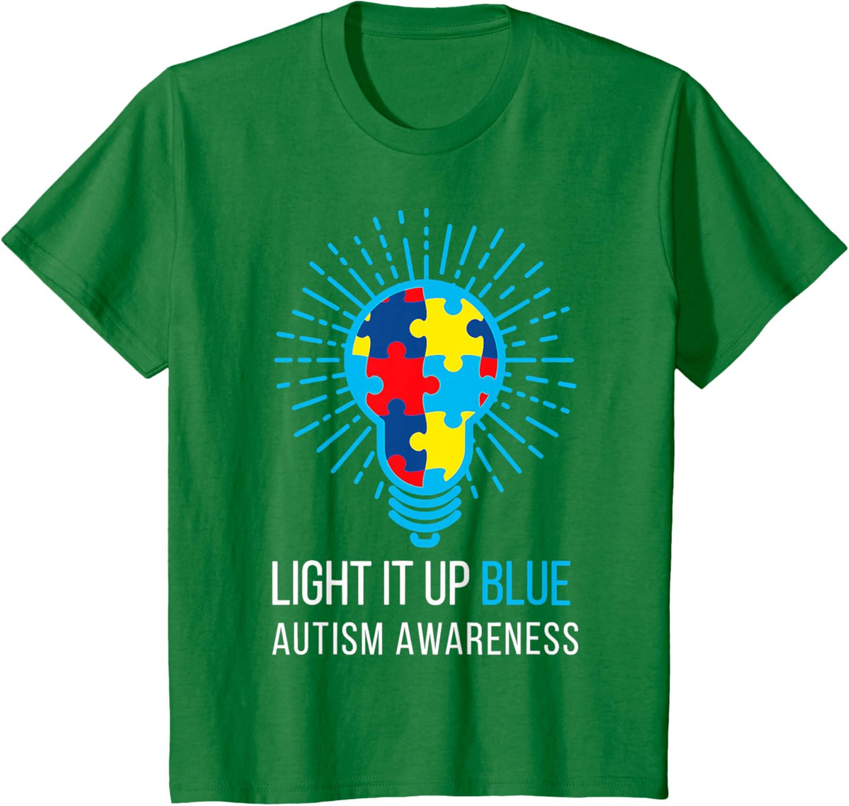 Light It Up Blue Autism Awareness Ribbon Puzzle Pieces