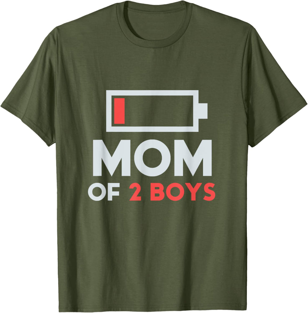 Mom of 2 Boys Gift from Son Mothers Day Birthday Women Mother Shirt