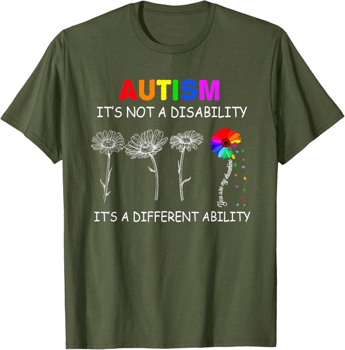 Not a disability its a different ability - Autism Awareness T-Shirt, Black
