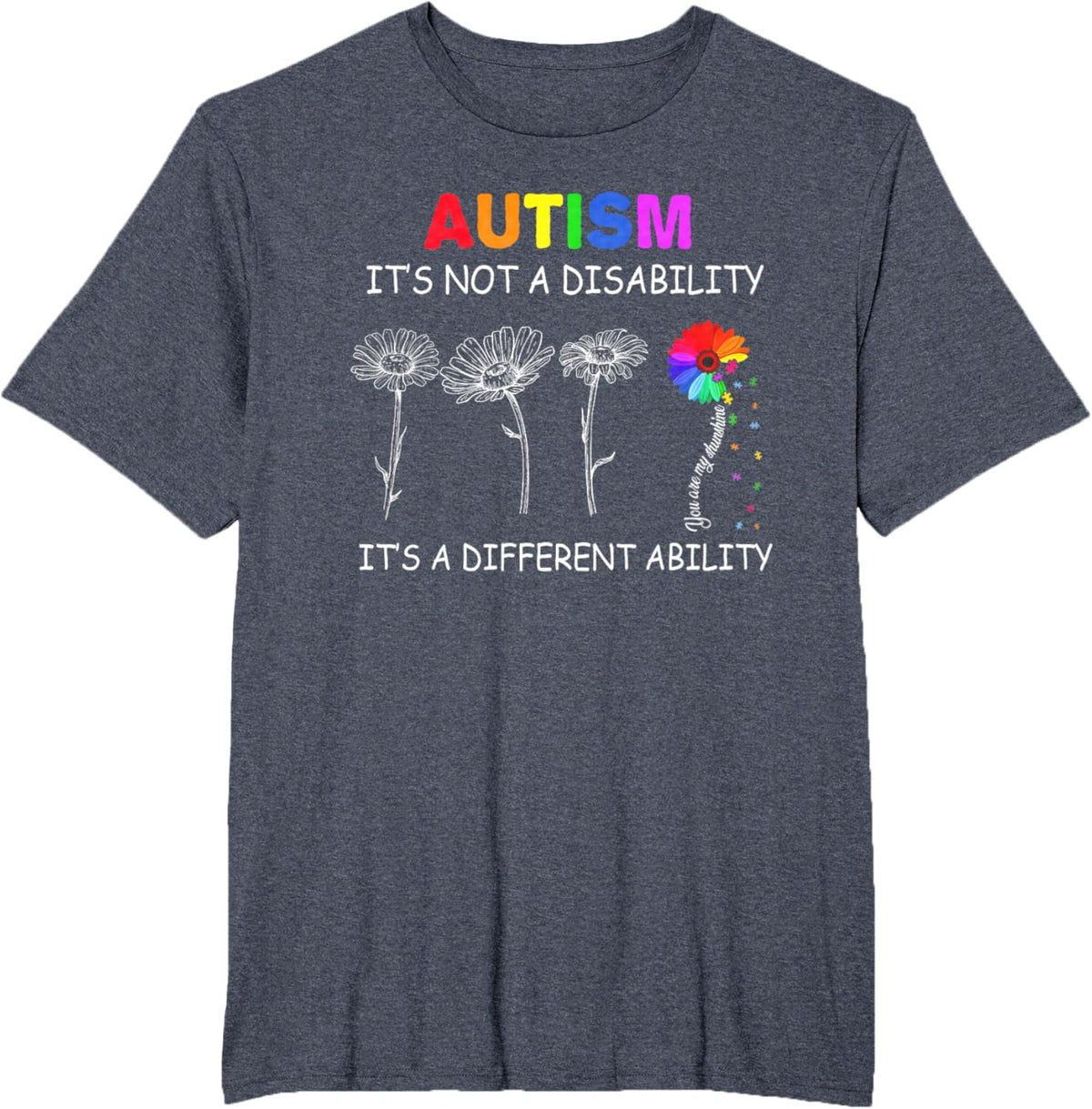 Not a disability its a different ability - Autism Awareness T-Shirt, Black